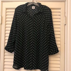 CAbi 3/4 sleeve, button-up, swing blouse